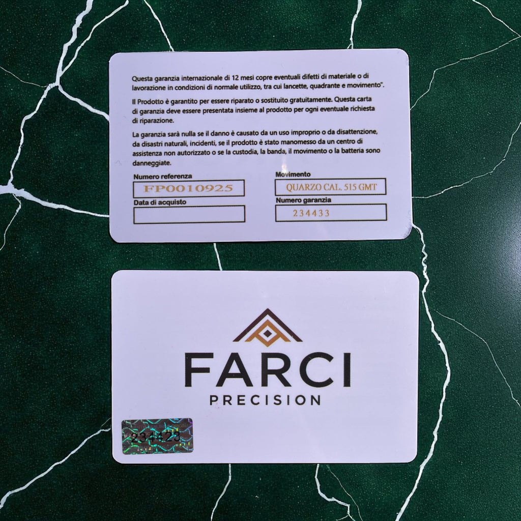 FP 01 GMT - Quarzo Svizzero 39mm - Cal. 515 GMT - FARCI PRECISION - Orologeria Italiana